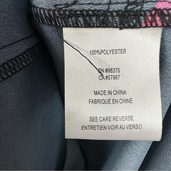 Samuel Dong Floral midi dress open shoulder ruffle sleeves black and pink - Picture 8 of 9